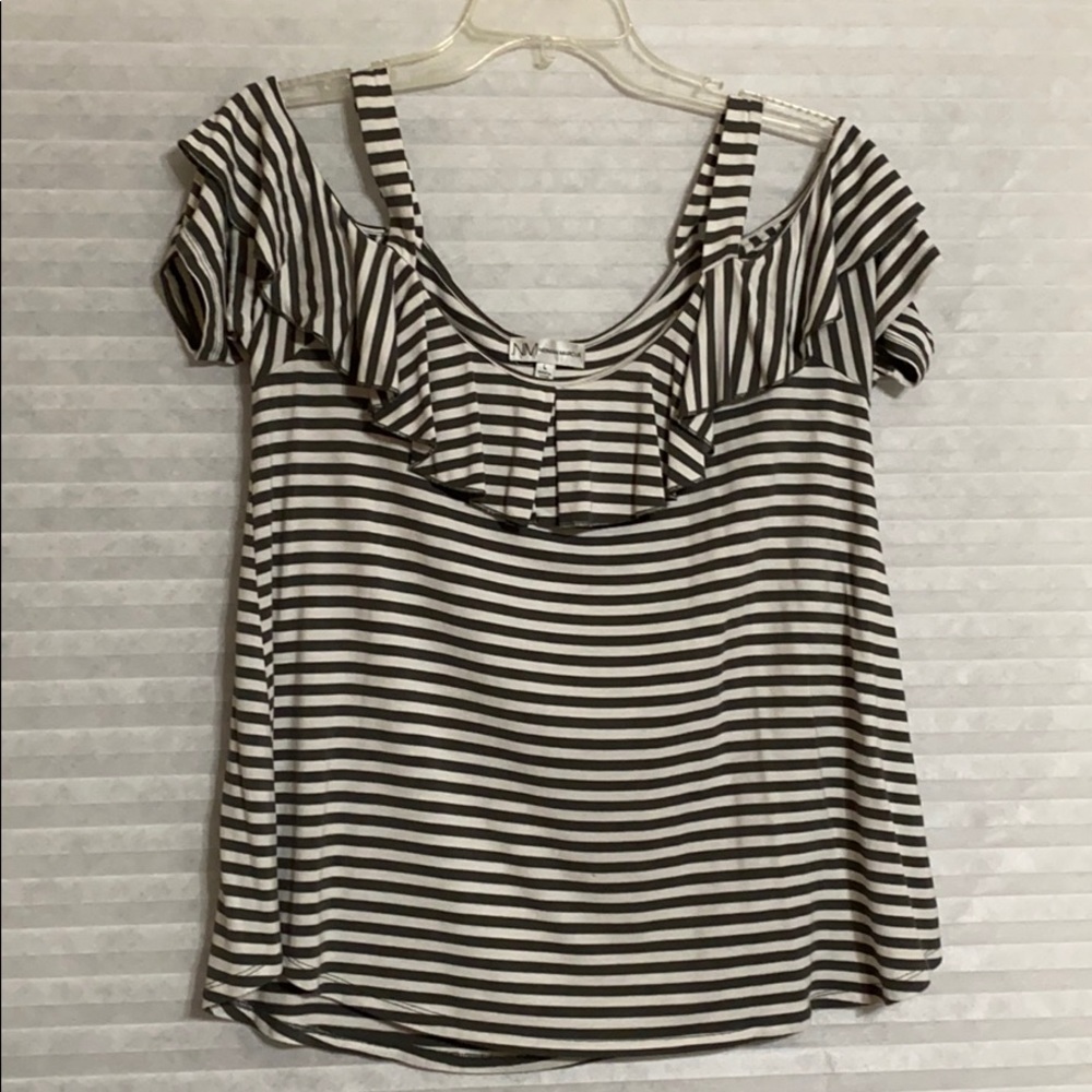 Neiman Marcus striped off shoulder top size L
